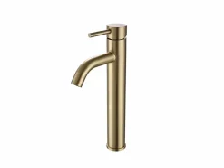 Grifo mezclador mecánico redondo de acero inoxidable cepillado - - Alt. 30,6 cm - SALAVAN^Shower & Design Best