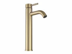 Grifo mezclador mecánico redondo de acero inoxidable cepillado - - Alt. 30,6 cm - SALAVAN^Shower & Design Best