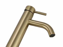 Grifo mezclador mecánico redondo de acero inoxidable cepillado - - Alt. 30,6 cm - SALAVAN^Shower & Design Best