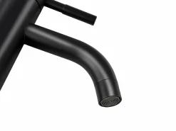 Shower & Design Grifo|Grifo mezclador mecánico redondo de acero inoxidable cepillado, mate, Alt. 29,6, SALAVAN