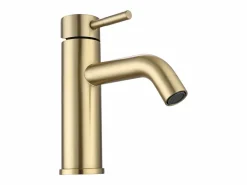 Grifo mezclador mecánico redondo de acero inoxidable cepillado - - Alt. 17,3 cm - SALAVAN^Shower & Design New
