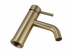 Grifo mezclador mecánico redondo de acero inoxidable cepillado - - Alt. 17,3 cm - SALAVAN^Shower & Design New