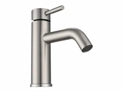 Grifo mezclador redondo de acero inoxidable, acabado acero inoxidable cepillado. Medidas: An 5,1 x Alt. 17 x Pr 16,3 cm, SALAVAN^Shower & Design Online