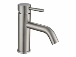 Grifo mezclador redondo de acero inoxidable, acabado acero inoxidable cepillado. Medidas: An 5,1 x Alt. 17 x Pr 16,3 cm, SALAVAN^Shower & Design Online