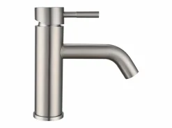 Grifo mezclador redondo de acero inoxidable, acabado acero inoxidable cepillado. Medidas: An 5,1 x Alt. 17 x Pr 16,3 cm, SALAVAN^Shower & Design Online