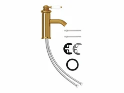 Helloshop26 Grifo para lavabo de baño grifo monomando para baño grifo para baño interior 18 cm dorado 02_0003517 Amarillo