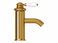 Helloshop26 Grifo para lavabo de baño grifo monomando para baño grifo para baño interior 18 cm dorado 02_0003517 Amarillo