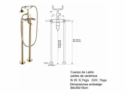 ROGIER & MOTHES Grifo sobre suelo PADDINGTON Dorado New