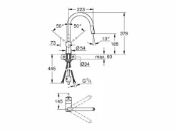 GROHE Minta mezclador de cocina caño alto cromado extraíble Gris claro Outlet