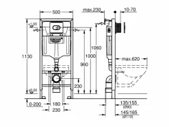 GROHE Inodoro De Pie|Solido 3 en 1 Set - Estructura de soporte + placa Arena Cosmopolitan, cromada + soportes