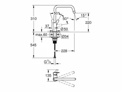 GROHE Start grifo de cocina caño alto mate Negro Clearance