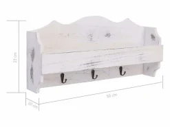 Garden Furniture Gryfel Perchero de pared de madera 50x10x23 cm Blanco Online