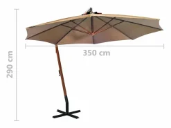 Gryndis Sombrilla jardín colgante con palo madera abeto taupe 3,5x2,9 m^Garden Furniture Outlet