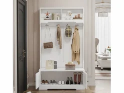 ModernLuxe Guardarropa - 4 ganchos y 4 compartimentos - Blanco Clearance