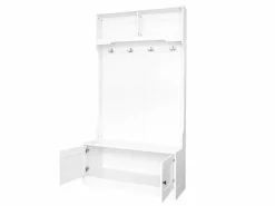 ModernLuxe Guardarropa - 4 ganchos y 4 compartimentos - Blanco Clearance