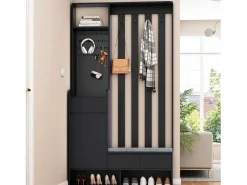Guardarropa con 3 cajones, 1 puerta y zapatero - 100 x 35 x 180 cm - MDF -^Merax Best