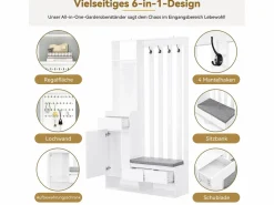Merax Guardarropa con 3 cajones, 1 puerta y zapatero - 100 x 35 x 180 cm - MDF - Blanco Sale