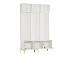 Merax Guardarropa con banco, 3 puertas y perchero - 120 x 23,5 x 191,5 - Tablero de partículas - Color Blanco Clearance