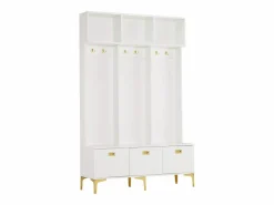 Merax Guardarropa con banco, 3 puertas y perchero - 120 x 23,5 x 191,5 - Tablero de partículas - Color Blanco Clearance