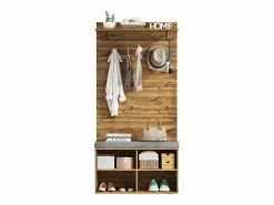 ModernLuxe Armario De Entrada|Guardarropa con perchero y zapatero - estantes regulables - Natural
