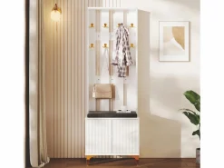 Guardarropa con perchero y banco zapatero - 60,5x35,2x180,5 cm - Tablero de partículas -^Merax Best