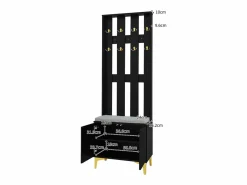 Merax Guardarropa con perchero y banco zapatero - 60,5x35,2x180,5 cm - Tablero de partículas - Negro Discount