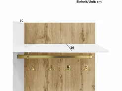 ModernLuxe Guardarropa 110x38x190 cm con LED - con espejo + 5 ganchos + zapatero - Natural y Blanco Color natural claro / Blanco New