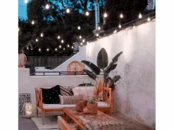 Ledkia Guirnalda Luminosa|Energía Solar|Guirnalda Exterior con Bombillas LED B22 Filamento A60 5m IP44 4000K Blanco Neutro