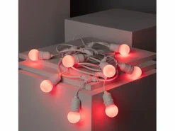 Ledkia Guirnalda Luminosa|Guirnalda Exterior con Bombillas LED E27 5.5m IP65 Blanco Rojo