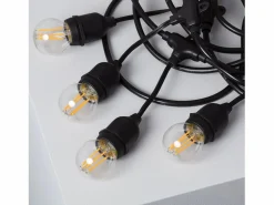 Guirnalda Exterior con Bombillas LED E27 Filamento 5.5m IP65 Negro 2700K Cálido^Ledkia Online