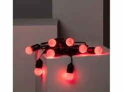 Ledkia Guirnalda Luminosa|Guirnalda Exterior con Bombillas LED E27 5.5m IP65 Negro Rojo