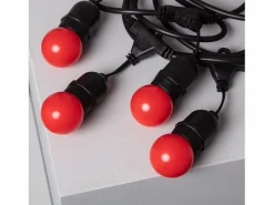Ledkia Guirnalda Luminosa|Guirnalda Exterior con Bombillas LED E27 5.5m IP65 Negro Rojo