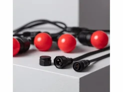 Ledkia Guirnalda Luminosa|Guirnalda Exterior con Bombillas LED E27 5.5m IP65 Negro Rojo