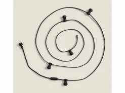 Ledkia Guirnaldas para Exterior IP44 Cable Eléctrico Plano con Portalámparas E27 a Medida 50 m Negro Outlet