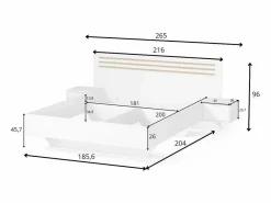 Meublorama Dormitorio Completo|Habitación completa FLORENCIA – Cama 180x200 + somier + cajones + armario + cómoda – y roble