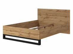Habitación completa industrial MILOS: Armario 4 puertas, cama 160x200, cómoda, mesitas de noche, roble crudo/negro^Meublorama Discount