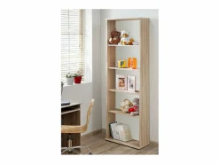 Meublorama Habitación completa para niños y adolescentes, colección DENVER. Armario, cama, biblioteca, mesita de noche y estantería. Marru00f3n Best