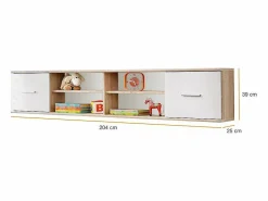 Meublorama Dormitorio Completo|Habitación completa para niños y adolescentes, colección DENVER. Armario de 3 puertas, cama, biblioteca y estantería.