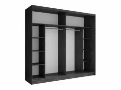 Meublorama Habitación completa VELTIS – Cama 180x200 LED con somier + armario + cómoda + mesitas de noche – Fresno Negro Discount