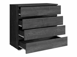 Meublorama Habitación completa VELTIS – Cama 180x200 LED con somier + armario + cómoda + mesitas de noche – Fresno Negro Discount