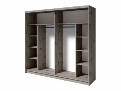 Habitación completa VELTIS – Cama 180x200 LED con somier + armario + cómoda + mesitas de noche – Fresno negro^Meublorama Sale