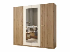 Meublorama Dormitorio Completo|Habitación completa VERTIGO – Cama 160x200 con somier, 2 mesitas de noche, armario 4 puertas + contorno diseño