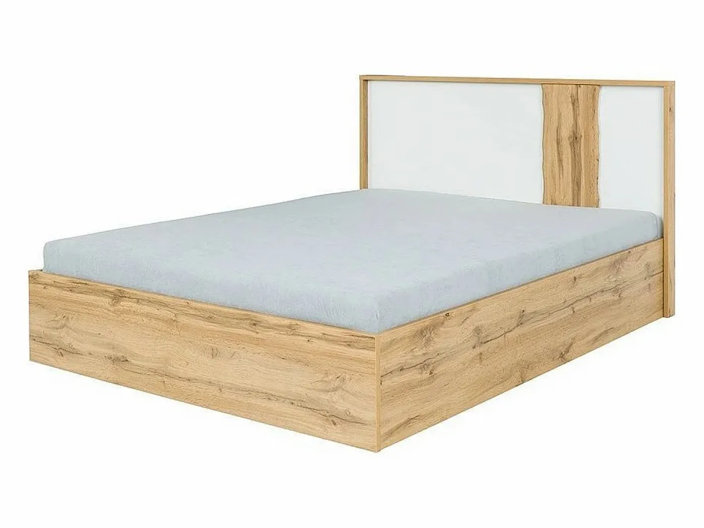 Meublorama Dormitorio Completo|Habitación WOOD en colores roble y blanco con cama de 160x200 LED, cómoda, mesitas de noche y armario.