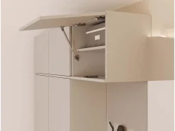 TOPESHOP Armario De Entrada|HAGA - Conjunto de entrada con 1 armario + 2 percheros de 6 ganchos + banco 150x35x238 cm - cachemira