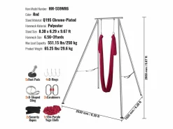 Hamaca de Yoga SucceBuy, Armazón de Yoga Aéreo y Hamaca de Yoga, Carga de 250 kg, Hamaca en Seda Aérea, Rojo Hot