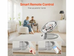 Hamaca Eléctrica para Bebés, SucceBuy Columpio para Bebés y Recién Nacidos con 5 Velocidades, Mando Bluetooth, Canciones de Cuna y Cojín Gris Outlet