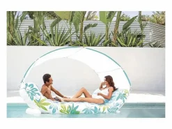 Hamaca Inflable Tropical 1 Plaza 224 cm PVC Multicolor con Sombrilla y Porta Vasos^Intex Clearance