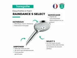 HANSGROHE Alcachofa De Ducha, Cabezal|Teleducha Raindance Select S 120 3 chorros PowderRain Cromo