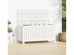 Garden Furniture Hara Caja de almacenaje jardín madera de pino 115x49x60 cm Blanco