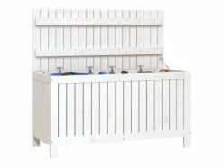 Garden Furniture Hara Caja de almacenaje jardín madera de pino 115x49x60 cm Blanco